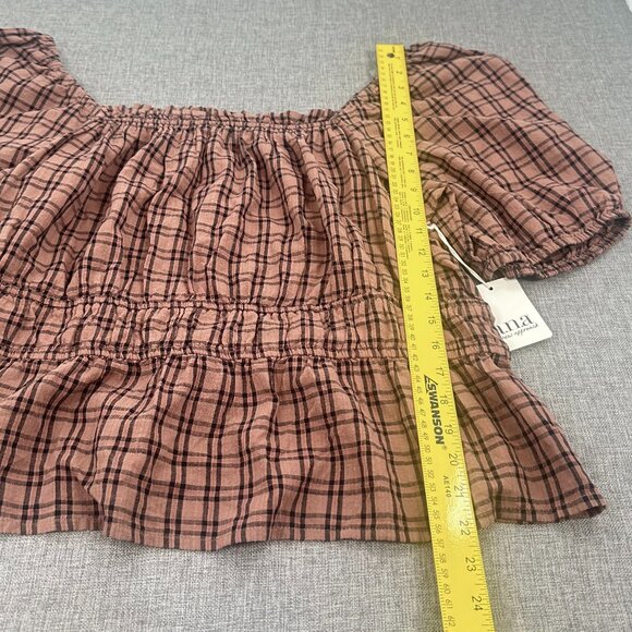 NEW! a.n.a a new approach Peplum Blouse Plus‎ 1X Square neck $42 Puffy sleeves - Picture 8 of 13